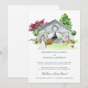 Invitation Ferme de campagne rustique   Mariage élégant de gr