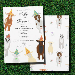 Invitation Ferme de chèvres mignons Animaux de fête Chèvre Ba