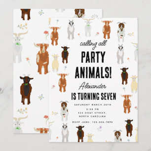 Invitation Ferme de chèvres mignons Thème d'anniversaire de c