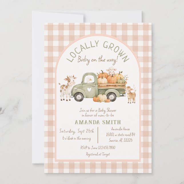 Invitation Ferme de citrouilles Baby Shower (Devant)