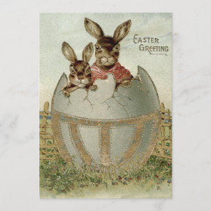 Invitation Ferme de lapin de Pâques aux œufs colorés