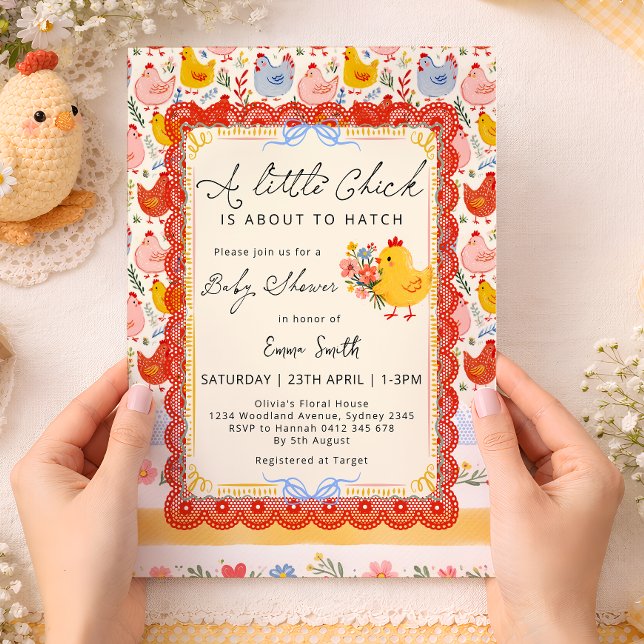Invitation Ferme de Petit Poussin Fille Baby Shower (Créateur téléchargé)