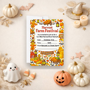 Invitation Ferme de récolte à l'aquarelle orange rustique
