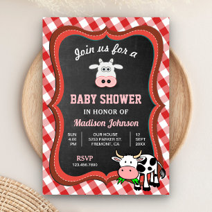 Invitation Ferme de vaches mignonnes Baby Shower