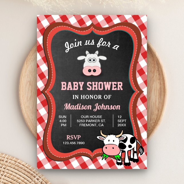 Invitation Ferme de vaches mignonnes Baby Shower (Créateur téléchargé)