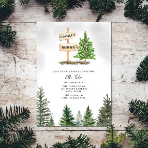 Invitation Ferme des arbres de Noël Baby shower de neige cult