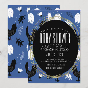 Invitation Ferme des Coqs Rustiques Motif Dessiné à la Main