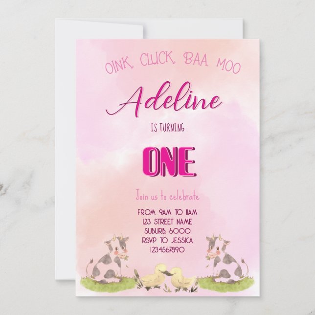 Invitation ferme fille ONE (Devant)