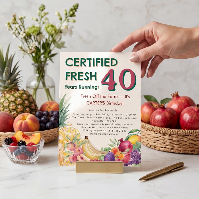Invitation Ferme Fruitière Fraîche Certifiée 40 Ans de Suite  (Créateur téléchargé)