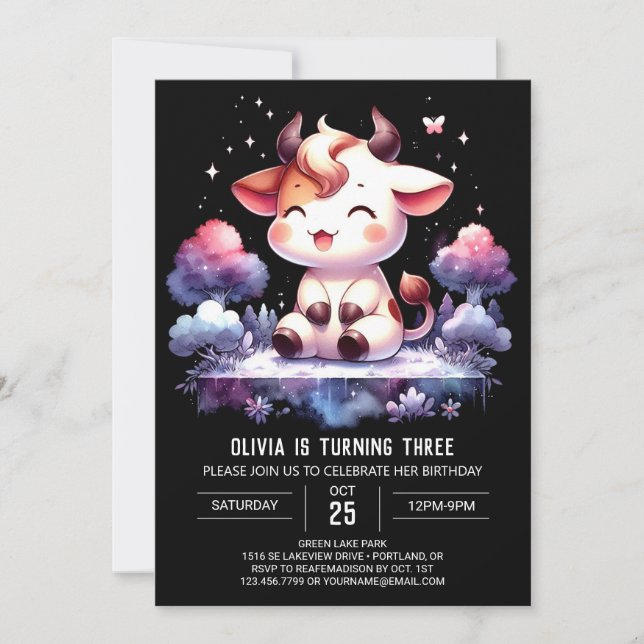 Invitation Ferme Imprimable Vache Anniversaire (Devant)