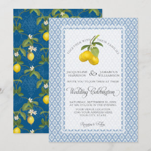 Invitation Ferme Jardin Lemon BOHO Citrus Marine et Blanc