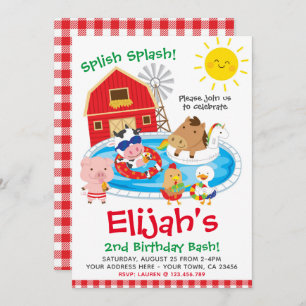 Invitation Ferme, réception au bord de la piscine