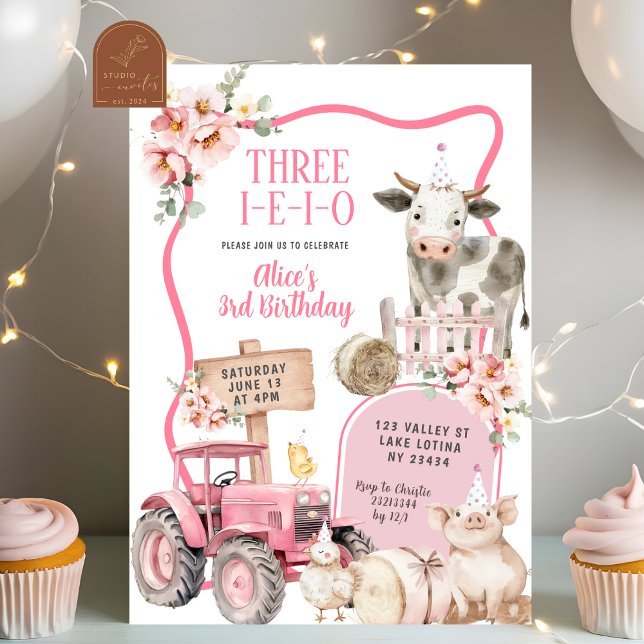 Invitation Ferme Rose 3e Anniversaire  (Créateur téléchargé)
