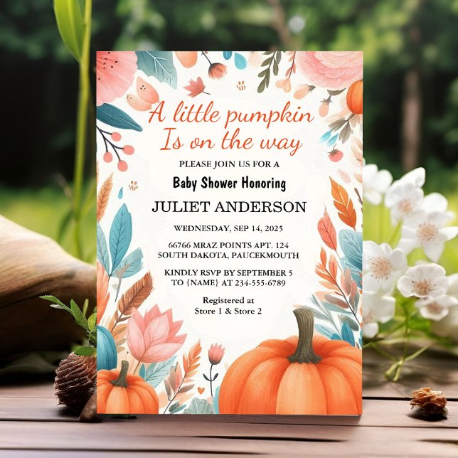 Invitation Ferme Rose Blue Boho Girl Boy Baby shower d'automn (Créateur téléchargé)