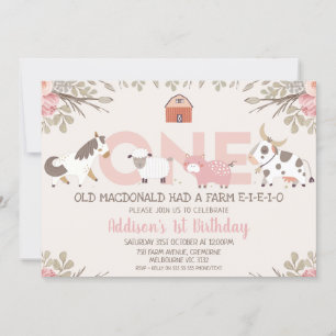 Invitation Ferme rose Florale Ferme 1er anniversaire