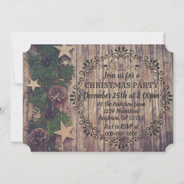 Invitation Ferme rustique Agritourisme Farmhouse Noël Dîner (Devant)