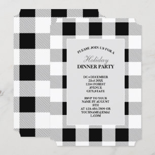 Invitation ferme rustique fête de plaid de buffle blanc noir