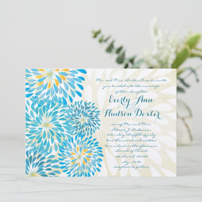 Invitation Ferme Rustique Floral Chrysanthemum Mariage (Debout devant)