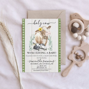 Invitation Ferme Saint-Vache Baby shower de veau En vichy ver