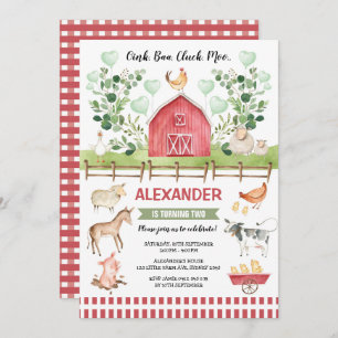 Invitation Ferme verdoyante Barnyard Animaux Anniversaire Bas