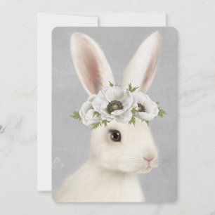 Invitation ferme vintage moderne lapin blanc