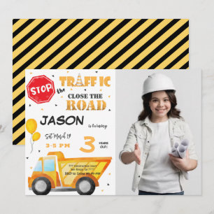 Invitation Fermer la construction de la route Photo Invitatio