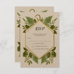 Invitation Fermes et faune Mariage d'or et de verdure RSVP