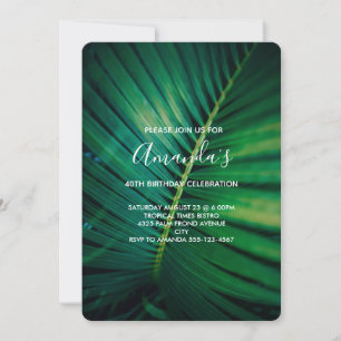 Invitation Fermeture de la jambe verte Palm Frond Photo Anniv