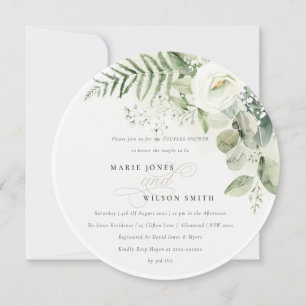 Invitation Fern Eucalyptus Verdure Foliage Couples Douche