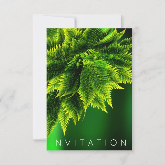 Invitation Fern Tropical Chef Dîner Vert Émeraude Vert (Devant)