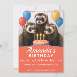 Invitation Ferrets fête d'anniversaire
