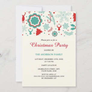 Invitation Festif Amusement Red Green Christmas Party Invitat