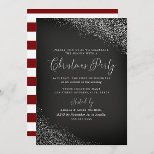 Invitation Festif Chalkboard blanc Rouge neige Noël