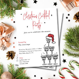 Invitation Festif Champagne Tower Cocktail de Noël