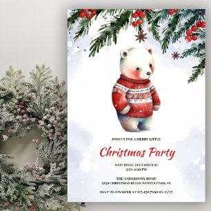 Invitation Festif Cute Aquarelle Blanc Ours Noël