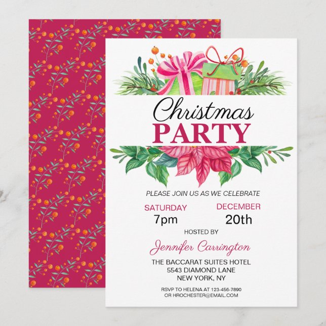 Invitation Festif de Noël coloré (Devant / Derrière)