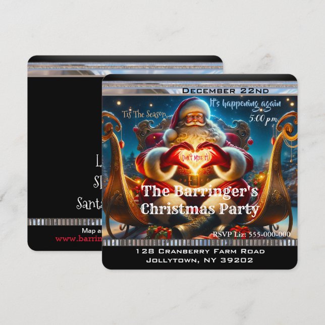 Invitation Festif d'hiver de père Noël (Devant / Derrière)