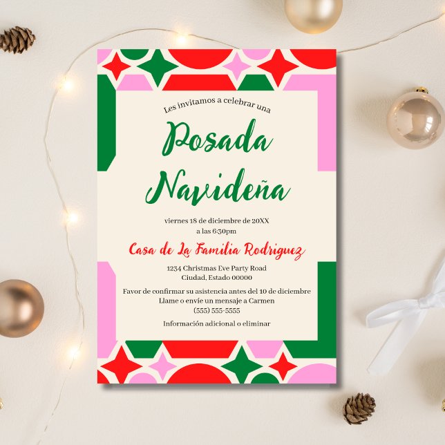 Invitation Festif espagnol Retro Posada Navideña Noël (Créateur téléchargé)