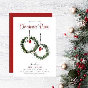Invitation Festif Feuille Wreath Corporate Christmas Party