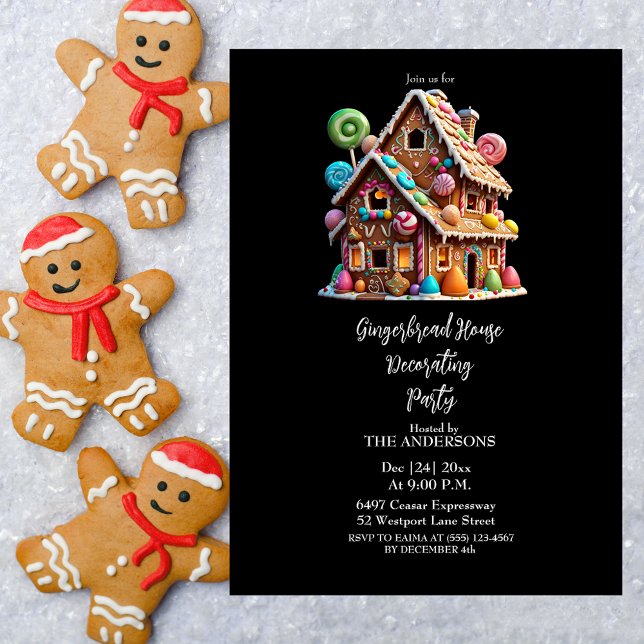 Invitation Festif Gingerbread Maison Noël (Créateur téléchargé)