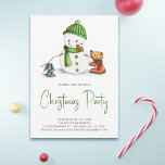 Invitation Festif Green Snowman fête de Noël<br><div class="desc">Joli bonhomme de neige avec animaux invitation de Noël pour votre prochaine fête de vacances. Complété avec de belles polices de caractères et couleurs,  cette invitation sera un plaisir pour les adultes et les enfants. Illustré et dessiné par Patricia Alvarez.</div>