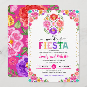 Invitation Festif Mariage Fiesta Mexicaine Floral Pattern