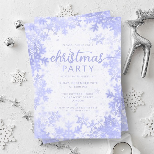 Invitation Festif Marine Blue Faux Foil Snowflakes Noël (Festive Navy Blue Faux Foil Snowflakes Christmas Invitation)