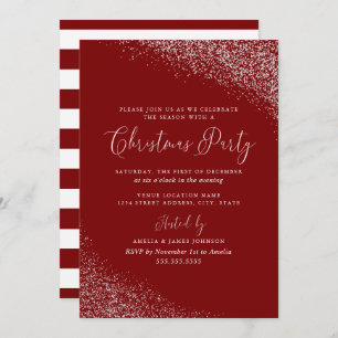 Invitation Festif moderne de la neige rouge blanche Noël