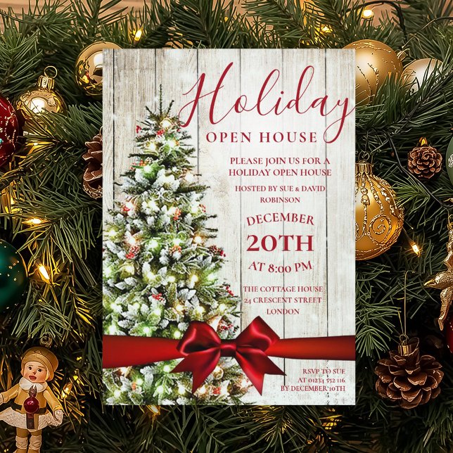 Invitation Festif Noël Fête Open House (Festive Christmas Holiday Open House Party Invitation)