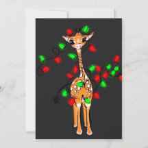 Festif Noël Giraffe-rouge vert scintillant lumière