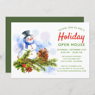Invitation Festif Noël Snowman Holiday Open House