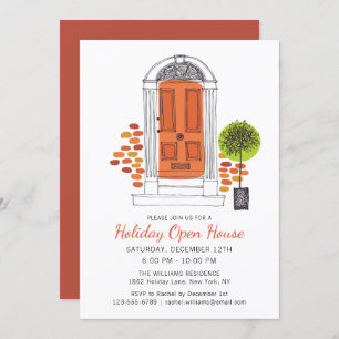 Invitation Festif Orange Door Holiday Open House   Noël