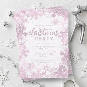 Invitation Festif Rose Gold Faux Foil Fnowflakes Noël