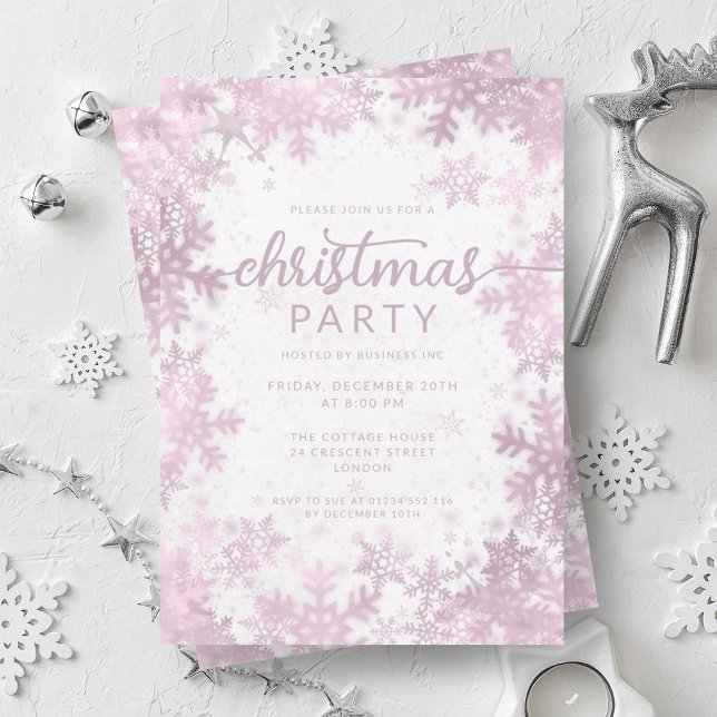 Invitation Festif Rose Gold Faux Foil Fnowflakes Noël (Festive Rose Gold Faux Foil Snowflakes Christmas Invitation)
